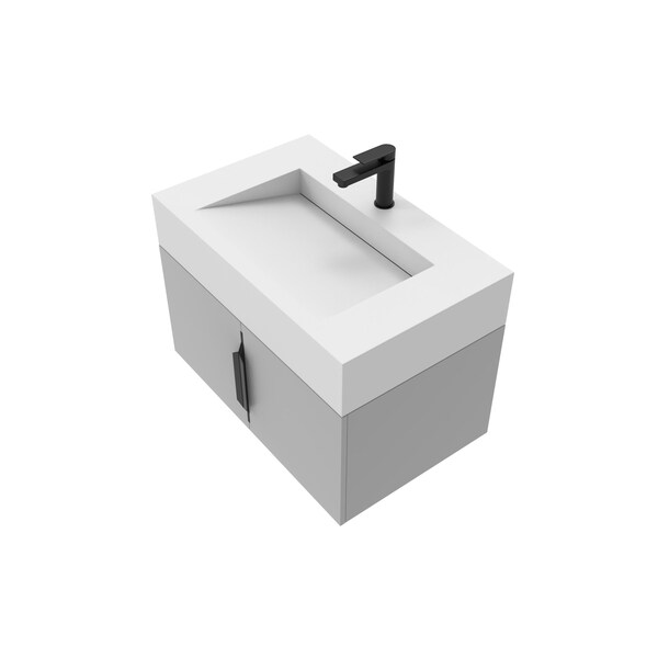 Castello Usa Nile 30-inch Gray Vanity Set with White Top and Black Handles CB-MC-30G-BL-2053-WH - main